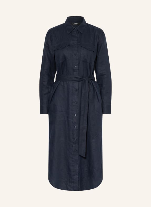 LAUREN RALPH LAUREN Hemdblusenkleid aus Leinen DUNKELBLAU