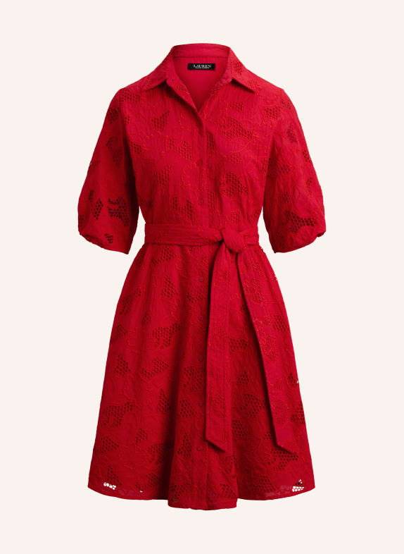 LAUREN RALPH LAUREN Lace shirt dress RED