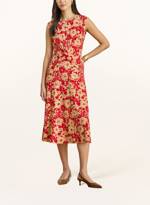 LAUREN RALPH LAUREN jerseyové šaty ČERVENÁ / BÉŽOVÁ