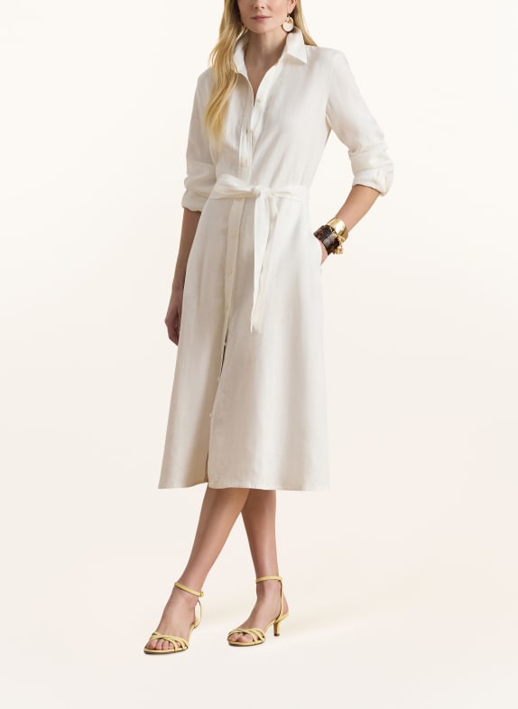 LAUREN RALPH LAUREN Leinenkleid WEISS