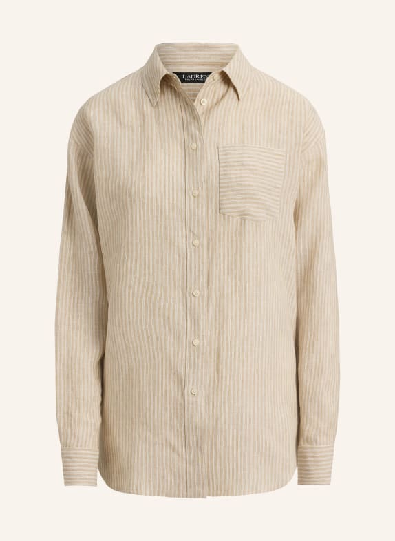 LAUREN RALPH LAUREN Chemisier en lin MARRON CLAIR / BLANC