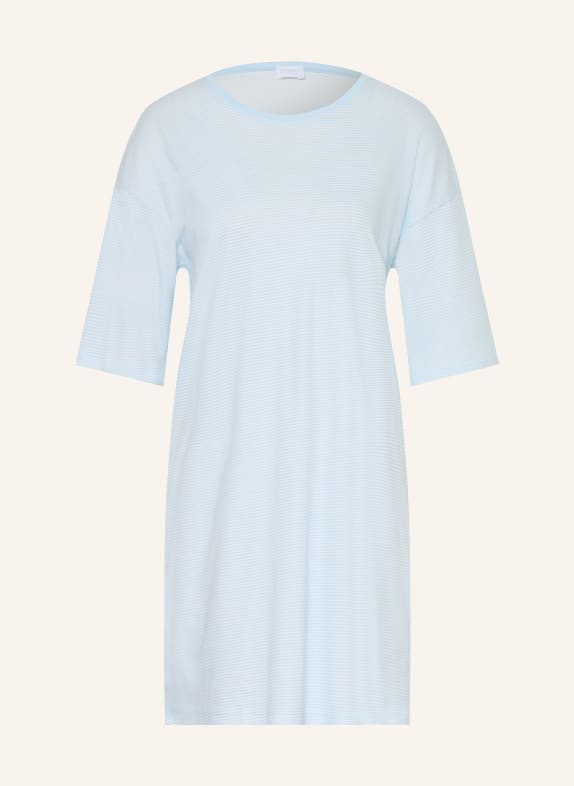mey Nachthemd SIMPLE STRIPES mit 3/4-Arm HELLBLAU / WEISS