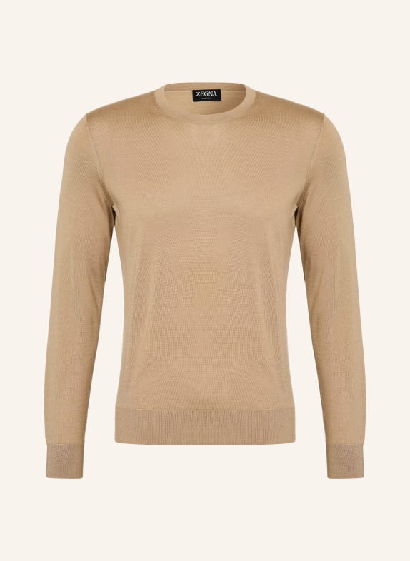 ZEGNA Kasjmier trui met zijde BEIGE