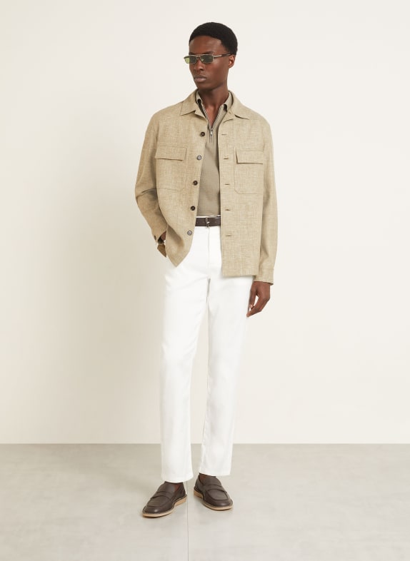 ZEGNA Kalhoty Slim Fit s lnem N01 WHITE SOLID