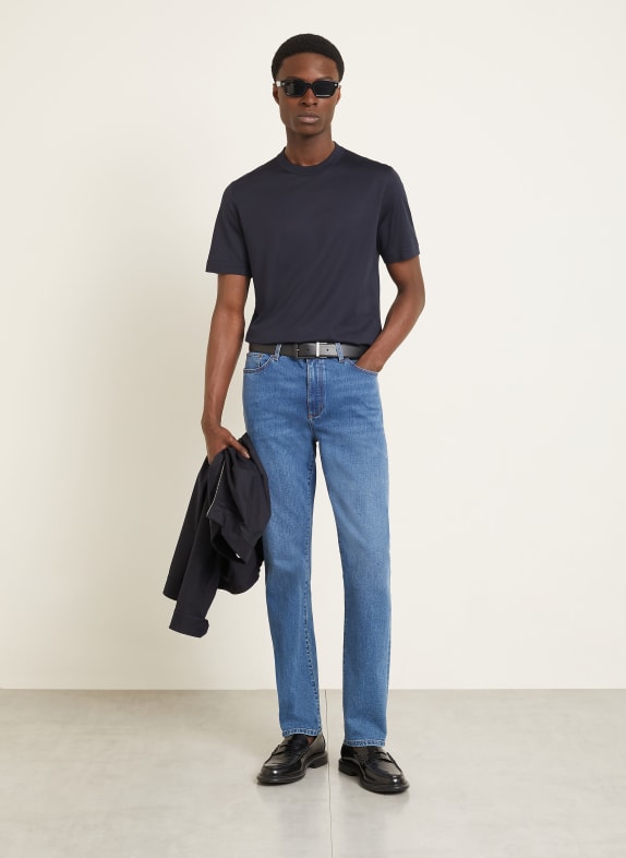 ZEGNA T-shirt met zijde DONKERBLAUW