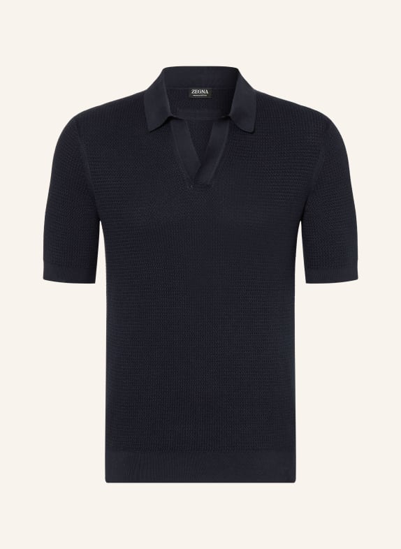 ZEGNA Strick-Poloshirt DUNKELBLAU