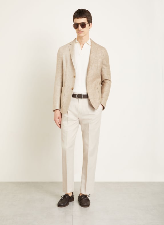ZEGNA Sako Extra Slim Fit s lnem BÉŽOVÁ