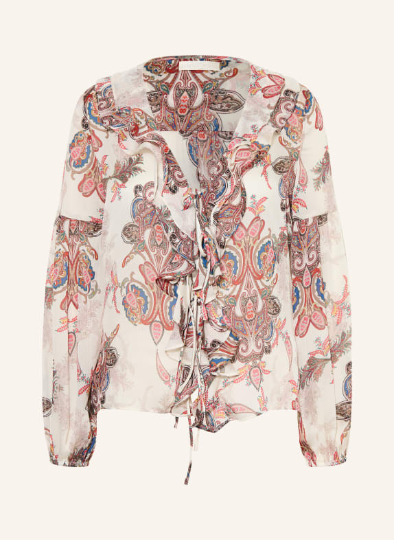 GUESS EMY Blouse with Ruffles CREAM / RED / BLUE