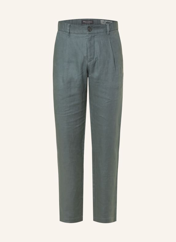 Marc O'Polo Pantalon chino en lin coupe fuselée GRIS FONCÉ