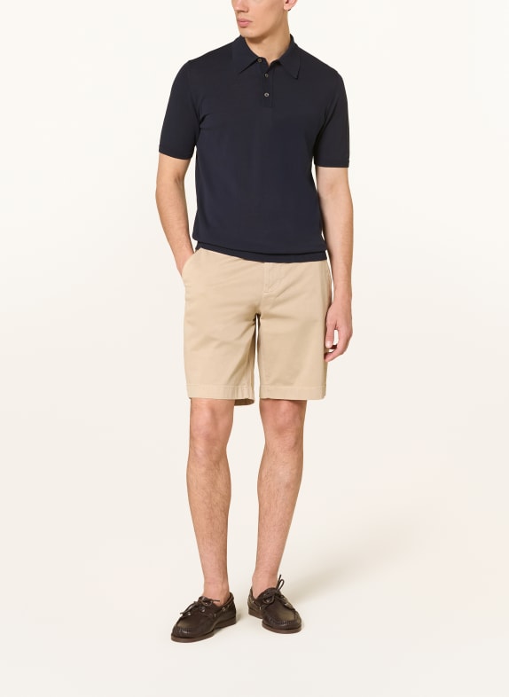 roberto collina Gebreid poloshirt DONKERBLAUW