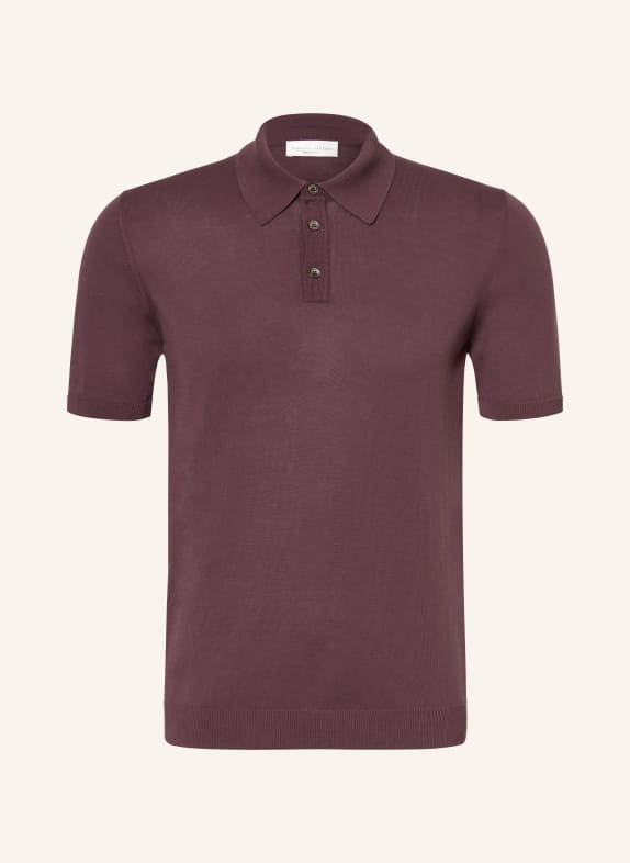 roberto collina Gebreid poloshirt DONKERROOD