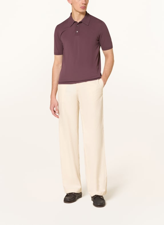 roberto collina Gebreid poloshirt DONKERROOD