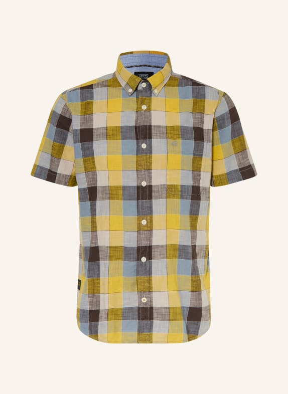 camel active Kurzarm-Hemd Regular Fit DUNKELGELB / TAUPE / GRAU