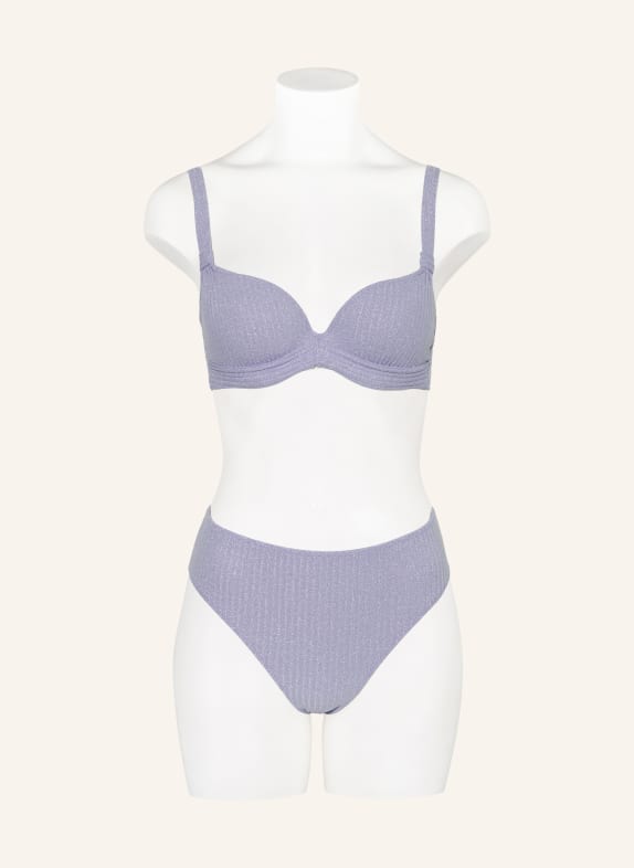 MARIE JO TINJIS-bikinibroekje met hoge taille en glitterstof LICHTBLAUW
