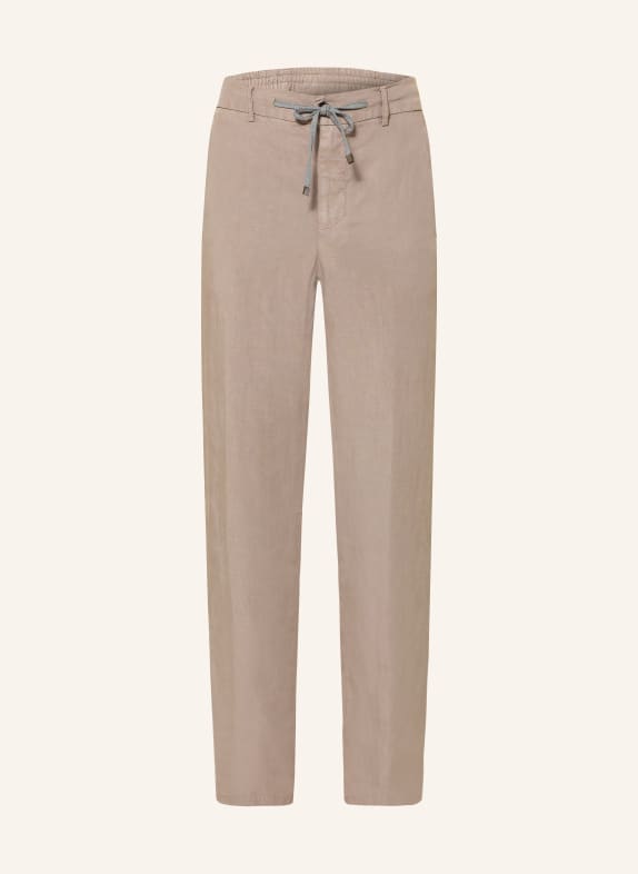 BERWICH Chino Regular Fit met linnen TAUPE