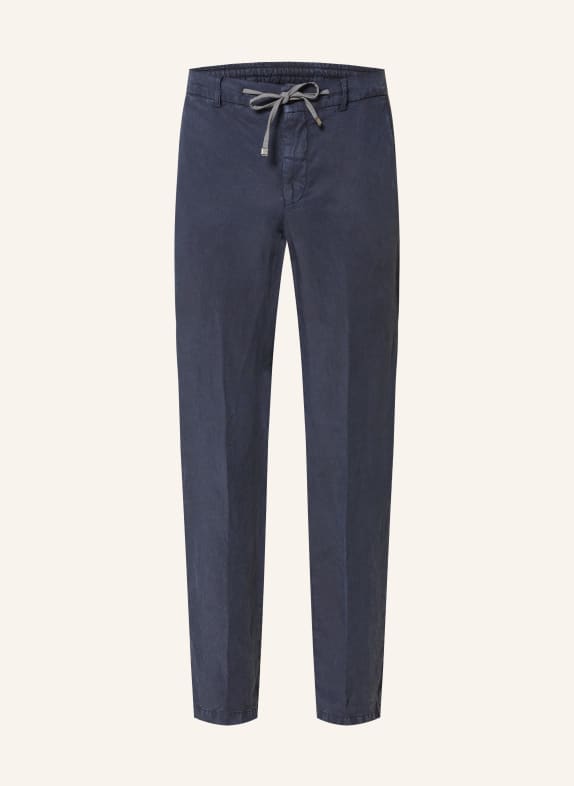 BERWICH Pantalon chino coupe classique en lin BLEU FONCÉ