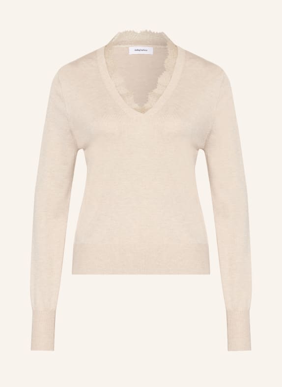 darling harbour Pullover mit Spitze Sand Melange