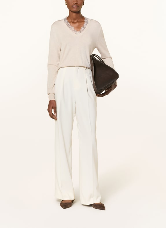 darling harbour Pullover mit Spitze Sand Melange