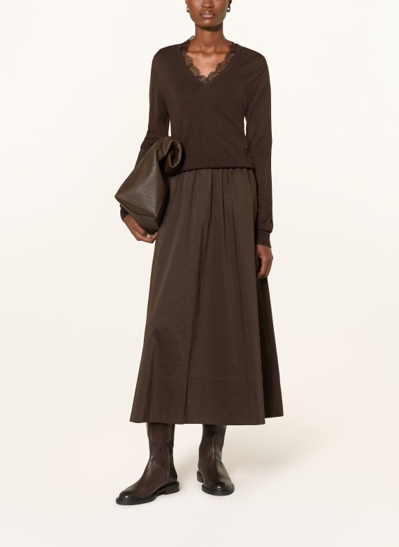 darling harbour Pullover mit Spitze DARK BROWN