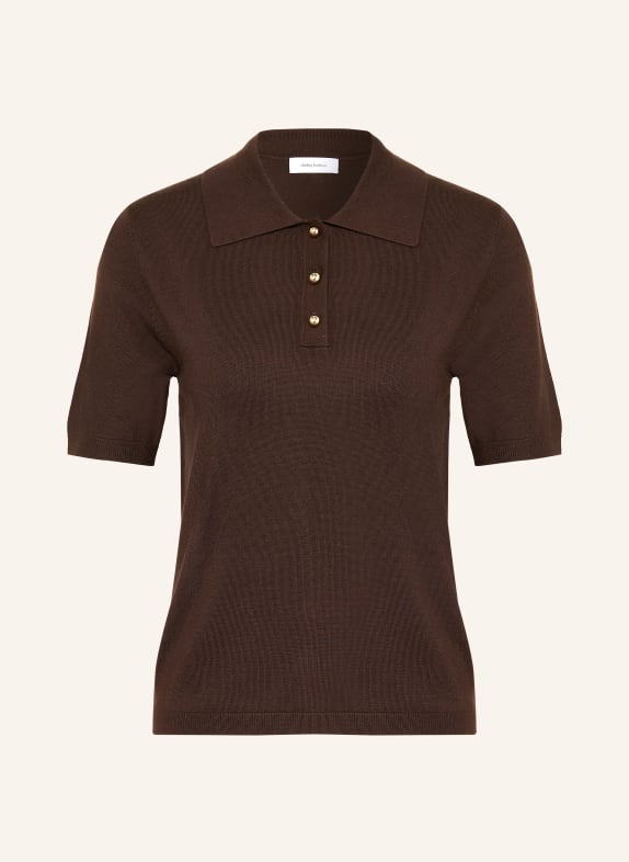 darling harbour knitted polo shirt DARK BROWN