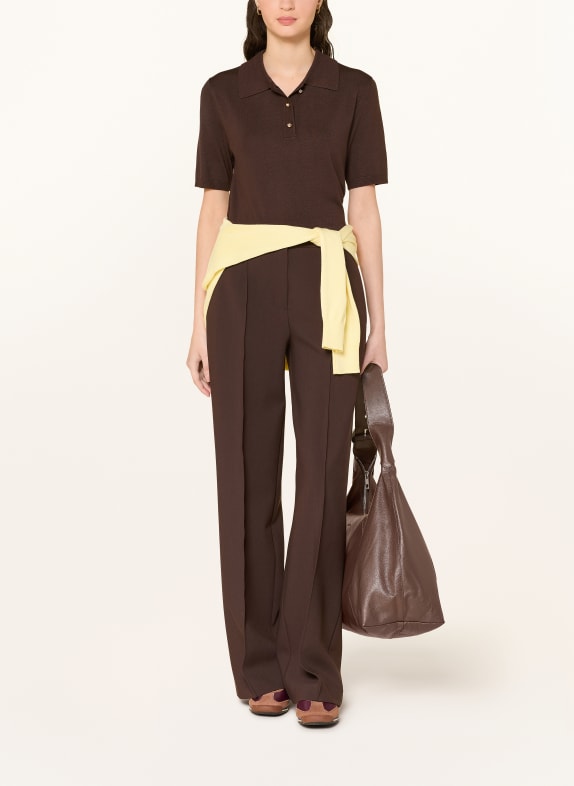 darling harbour Gebreid poloshirt DARK BROWN