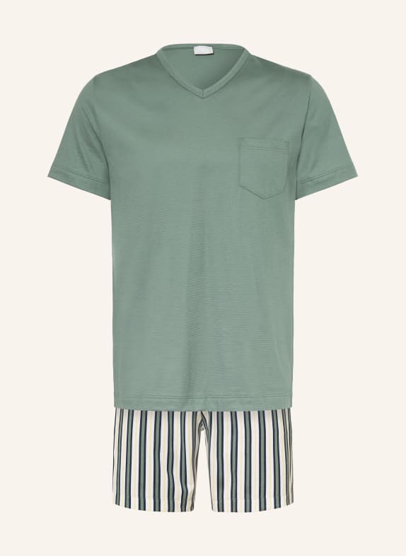 mey Shorty-pyjama uit de PALM STRIPES-serie GROEN / GEEL / WIT