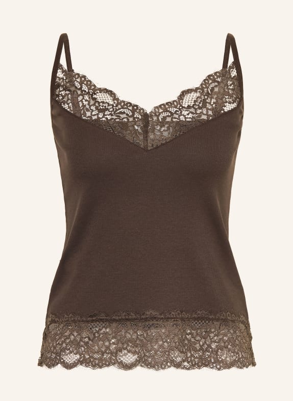 darling harbour Jerseytop mit Spitze CHOCOLATE