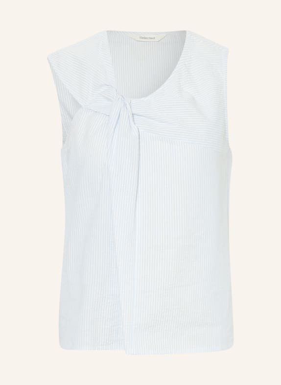 SELECTED Femme Blůza z mušelínu BÍLÁ / TMAVĚ MODRÁ