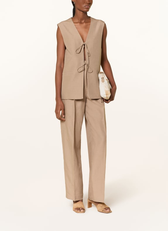 SELECTED Femme Weste mit Leinen HELLBRAUN