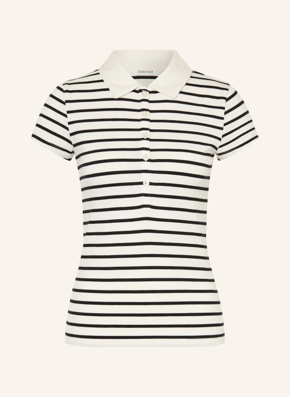 SELECTED Femme jersey polo shirt WHITE / BLACK