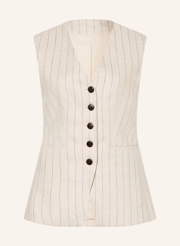 SELECTED Blazerweste mit Leinen BEIGE / DUNKELBRAUN