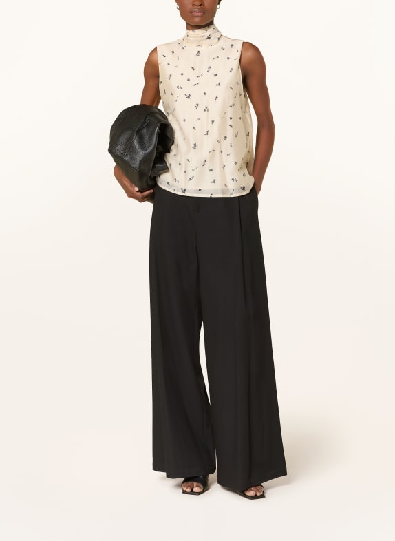 SELECTED Blus med slips LJUSGUL / SVART