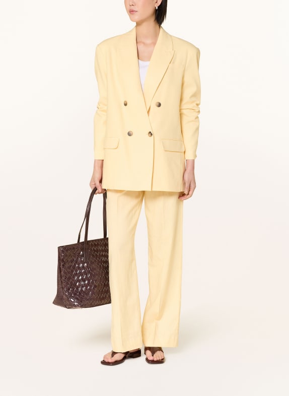 SELECTED Oversized blazer met linnen LICHTGEEL