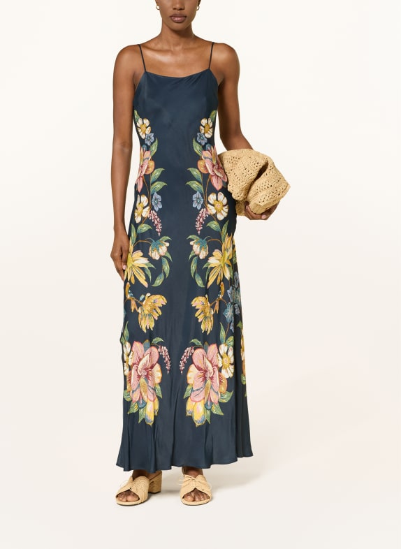 FARM RIO Satynowa sukienka MAIRA GRANATOWY / CIEMNOŻÓŁTY / NIEBIESKI