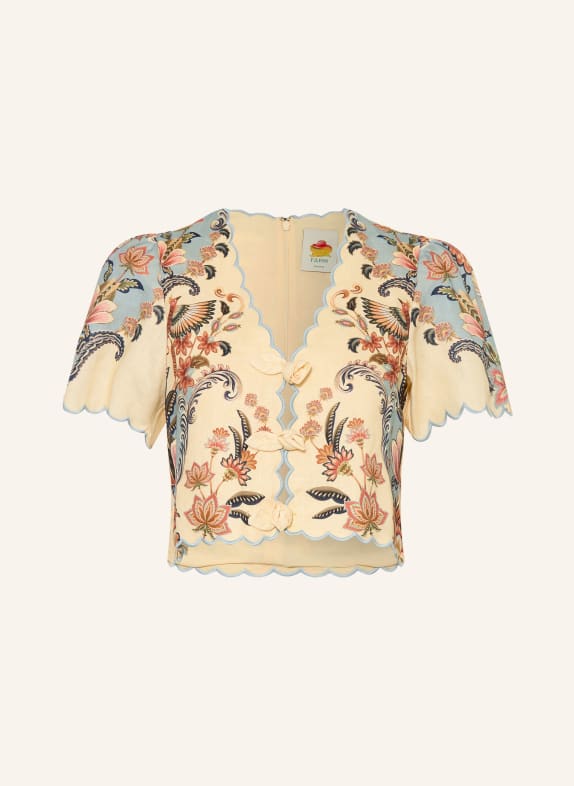 FARM RIO Linnen overhemd LICHTGEEL / LICHTORANJE / TURQUOISE