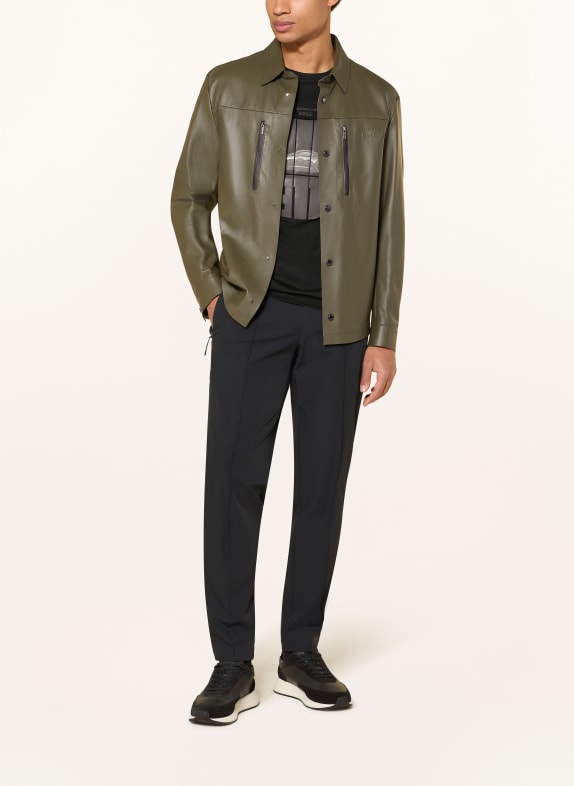 BOSS Lederjacke KHAKI