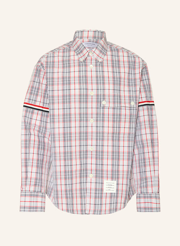 THOM BROWNE. Comfort Fit Shirt LIGHT GRAY / RED / BLACK