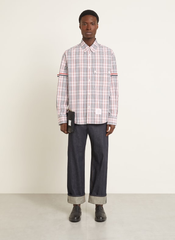 THOM BROWNE. Overhemd Comfort Fit LICHTGRIJS / ROOD / ZWART