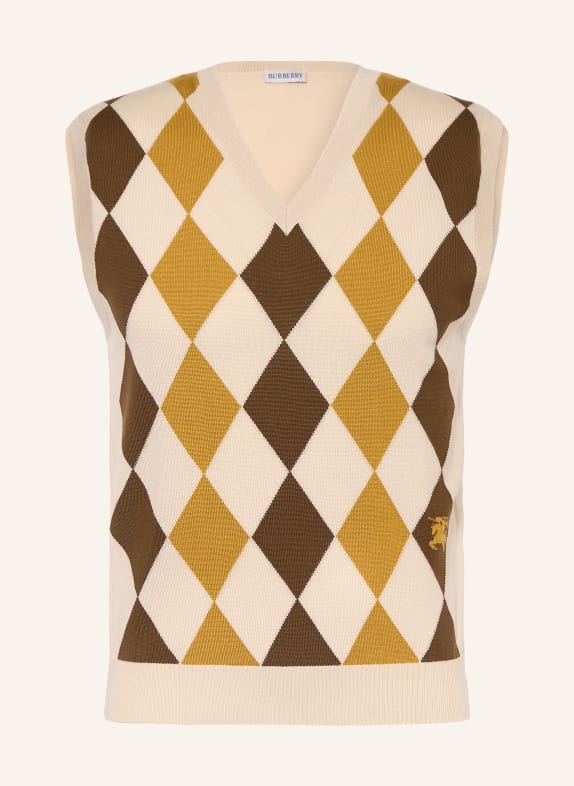 BURBERRY Pullunder ASH CREME / BRAUN