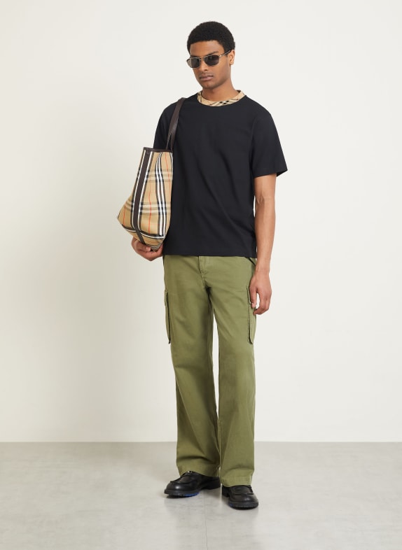 BURBERRY Tričko RYAN ČERNÁ / BÉŽOVÁ / ČERVENÁ