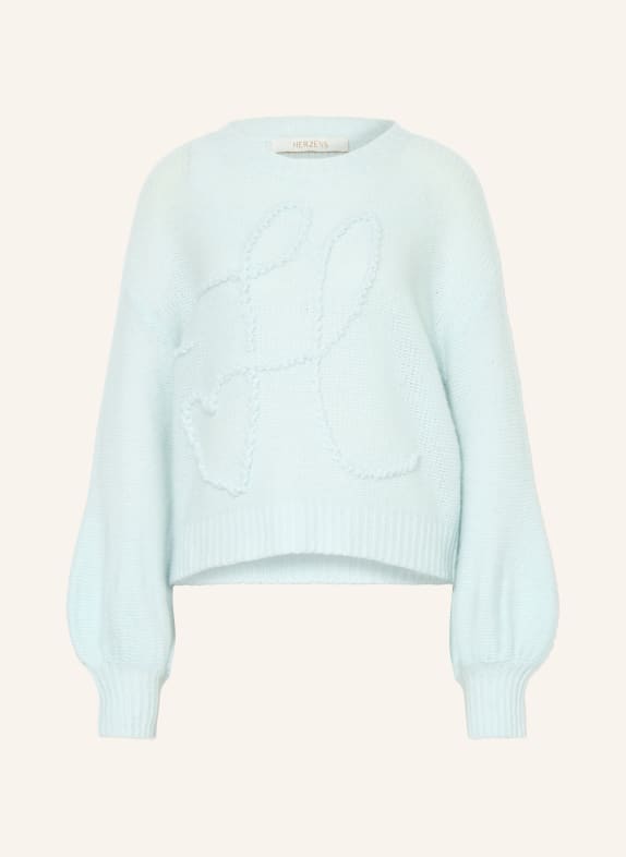 HERZENS Svetr s kašmírem TMAVĚ MODRÁ