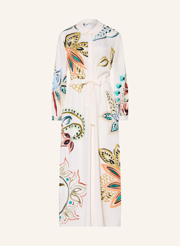 HERZENS Sukienka koszulowa z jedwabiu BIAŁY / TURKUSOWY / CZARNY