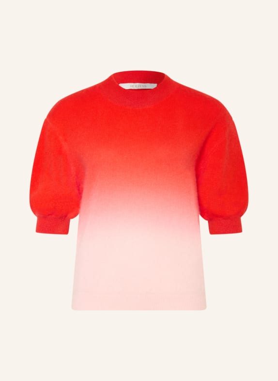 HERZENS Strickshirt aus Cashmere ROT / HELLROSA