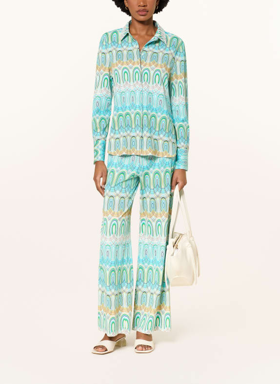 HERZENS Marlene-broek TURQUOISE / DONKERORANJE / GROEN