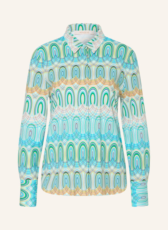 HERZENS overhemdblouse TURQUOISE / DONKERORANJE / GROEN