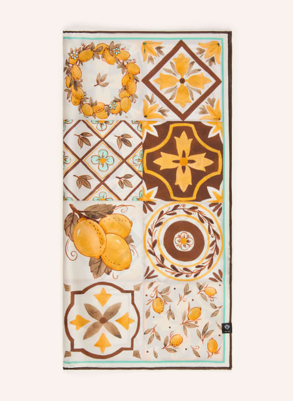 FRAAS hedvábný šátek KRÉMOVÁ / TMAVĚ HNĚDÁ / ŽLUTÁ