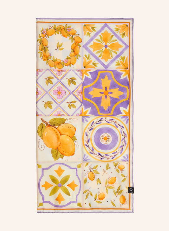 FRAAS hedvábný šátek KRÉMOVÁ / FIALOVÁ / ŽLUTÁ