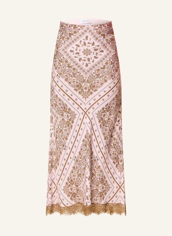 darling harbour Satin skirt with silk and lace Bandana print rose