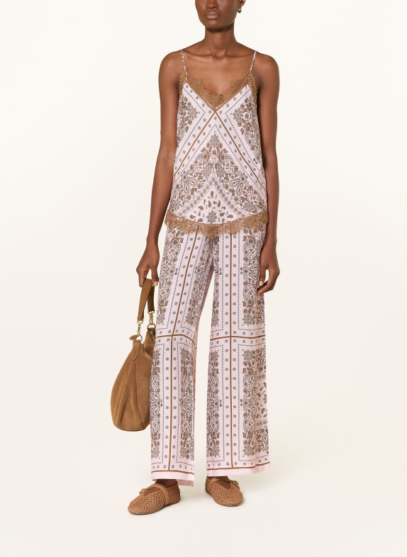 darling harbour Top mit Seide und Spitze Bandana print rose