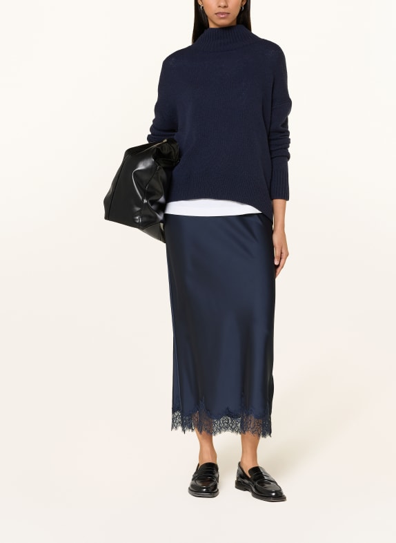Rich & Royal Satijnen rok met kant DONKERBLAUW